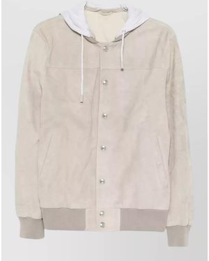Eleventy Suede Hooded Jacket - Natural