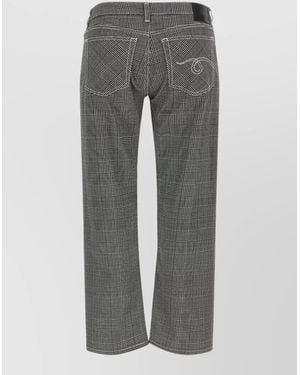 R13 Printed Glen Plaid Low-Rise Cropped Straight-Leg Pants - Gray
