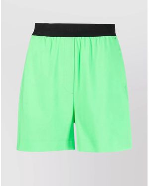 MSGM Waistband Elastic Pockets Side Bermuda - Green