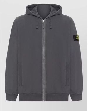 Stone Island Hooded Zip Jacket Two Front Pockets - Gray