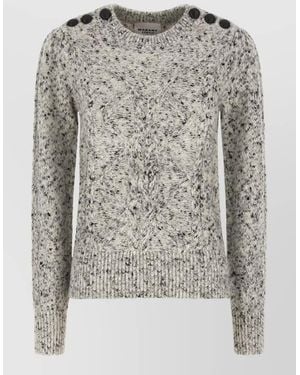 Isabel Marant Alpaca Wool Cable-Knit Crew-Neck Sweater - Gray