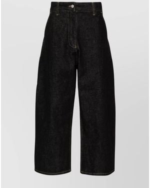 Studio Nicholson Wide Leg Cropped Denim Jeans - Black