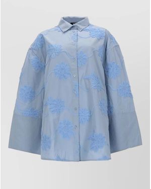 ROTATE BIRGER CHRISTENSEN Oversized Floral-Print Mini Dress - Blue