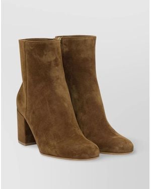Gianvito Rossi Block Heel Suede Ankle Boots - Brown