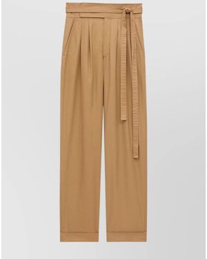 Saint Laurent Cotton Wide-Leg Trousers - Natural