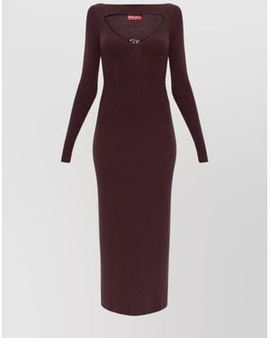 DIESEL Midi Dress With Long Sleeves And Cut-Out - Purple