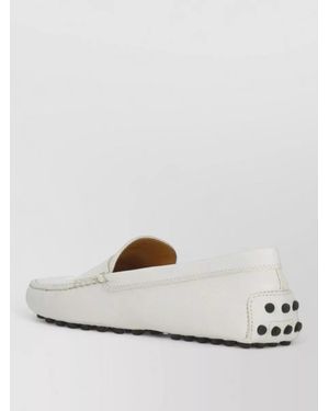 Tod's Leather Loafers Rubber Sole Round Toe - White