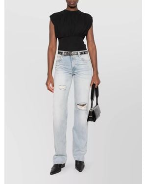 Haikure Denim Distressed Straight-Leg Jeans - White