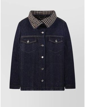 Ganni Bonded Denim Jacket Stitch Detailing - Blue