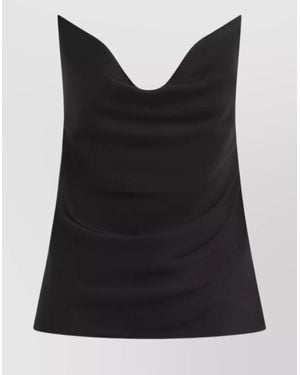 Y. Project Draped Neck Slip Top With Crossed Straps - Black