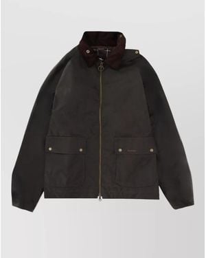 Barbour Raglan Sleeve Jacket Corduroy Collar - Black