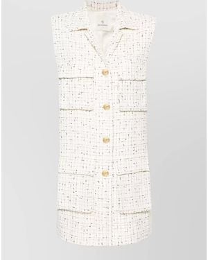 Anine Bing Alden Dress Sleeveless Textured Large Pockets - White