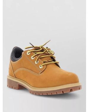 Timberland Leather Lace-Up Ankle Boots - Natural