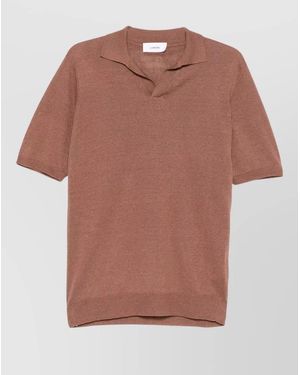 Lardini Ribbed Short-Sleeve Polo Shirt - Pink