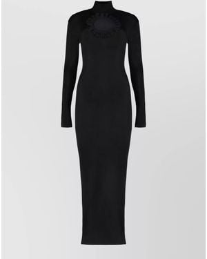 Self-Portrait Christopher Kane Knit Maxi Dress Cutout Back - Black