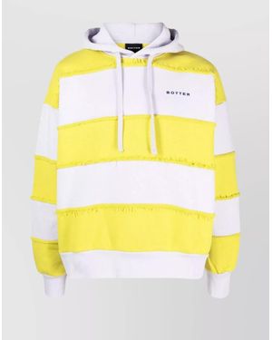 BOTTER Drawstring Striped Cotton Hoodie - Yellow