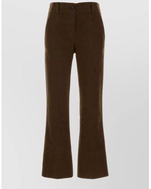 Brunello Cucinelli Stretch Cotton Flared Trousers - Brown