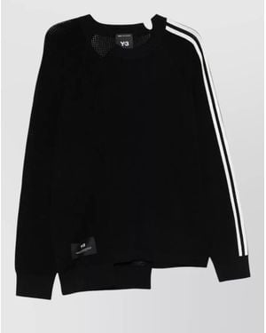 Y-3 Logo Knit Sweater Mesh Panel Stripes - Black