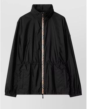 Burberry Jacket High Collar Elasticated Waist Pockets - Black