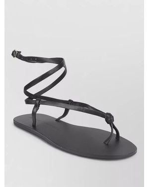 Manebí Leather Knot Sandals Open Toe Flats - Metallic