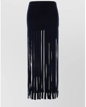 Alanui Fringe Detailing High Waist Midi Length Skirt - Blue