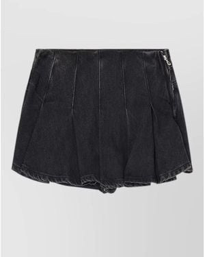DIESEL Pleated Denim Mini Shorts - Black