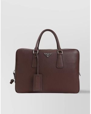 Prada Leather Tote Bag - Brown