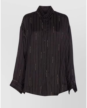 Balenciaga Striped Logo Print Shirt - Black