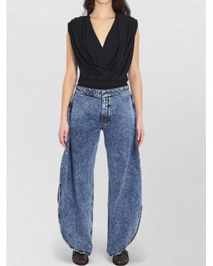 Alaïa Hooded Jersey Bodysuit Ruched Waist - Blue