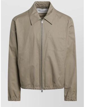 Ami Paris Jacket Elasticated Hem Long Sleeves Collar - Brown