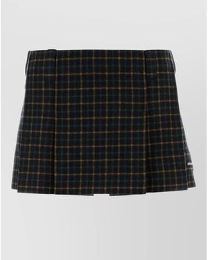 Miu Miu Wool Pleated Mini Skirt - Black