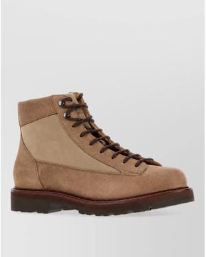 Brunello Cucinelli Suede Lace-Up Ankle Boots - Brown
