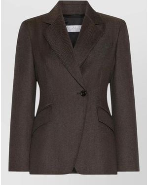 Max Mara Double Breasted Jacket Front Pockets Long Sleeves - Black