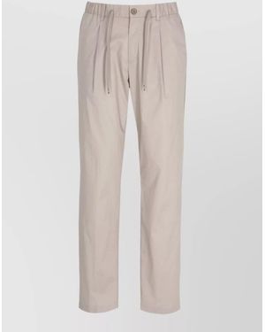 Herno Cotton Straight Leg Tailored Trousers Belt Loops - Multicolour