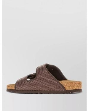 Birkenstock Browne Raffia Arizona Sandals Cork Sole