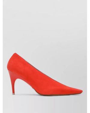 Balenciaga Pumps Mid Height Heel Pointed Toe Suede - Red