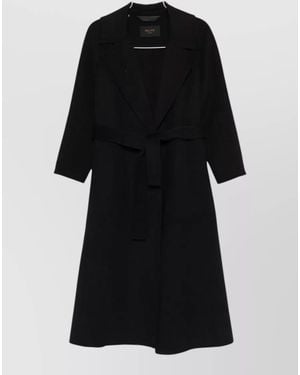 Paltò Paola Wool Coat Belted Long Lapel - Black