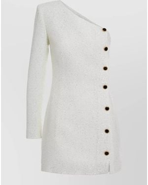 Alessandra Rich Knitted One-Sleeve Mini Dress - White