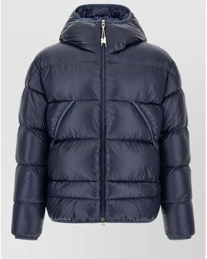 Moncler Down Hooded Quilted Puffer Jacket - Blue