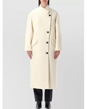 Isabel Marant Long Notched Lapel Coat Pockets - Natural