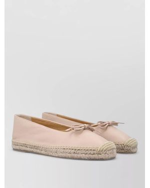 Castañer Leather Ballerina Espadrilles - Natural