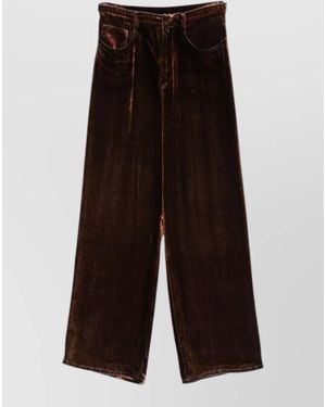 Pierre Louis Mascia Straight Wide Leg Velvet Five Pocket Trousers - White