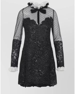 Giambattista Valli Ruffled Lace Mini Dress - Black