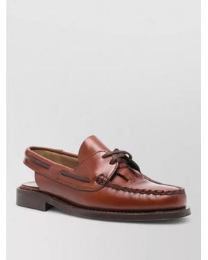 Hereu Leather Slingback Moc Toe Rubber Loafers - Brown