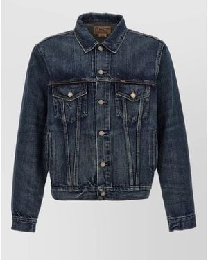 Polo Ralph Lauren Jacket Chest Pockets Contrast Stitching - Blue