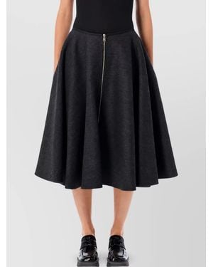 Prada Virgin Wool Flared Midi Skirt - Blue