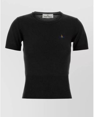 Vivienne Westwood Bea Wool Jumper Round Neck Short Sleeves - Black