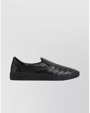 Bottega Veneta Leather Intrecciato Slip-On Trainers - Black