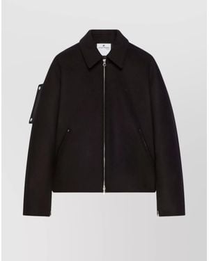 Courreges Silk Wool Bomber Jacket - Black