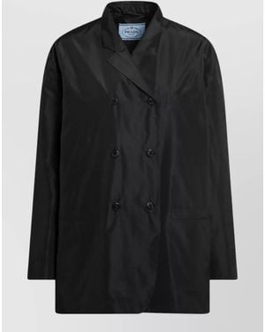 Prada Tailored Jacket Double Breasted Buttons Pockets Lapels - Black